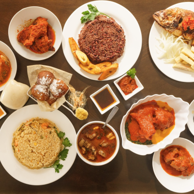 table of african dishes served