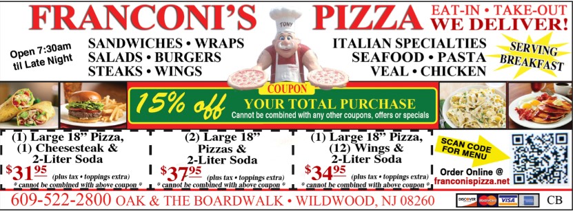 Franconi's Pizza - $34.95 Meal - https://www.franconispizza.net/