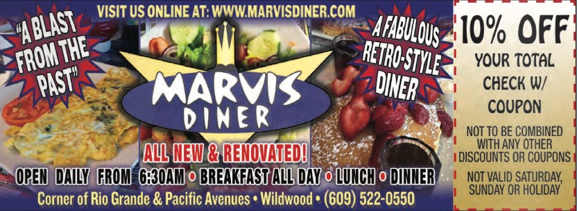 Marvis Diner - %10 off - https://www.marvisdiner.com/