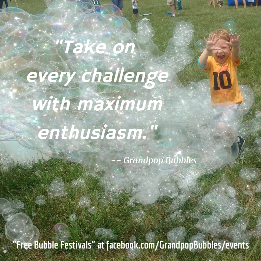 Young girls and boys make GIANT bubbles with @GrandppBubbles at Grandpp Bubbles' "Free Bubble Festivals."