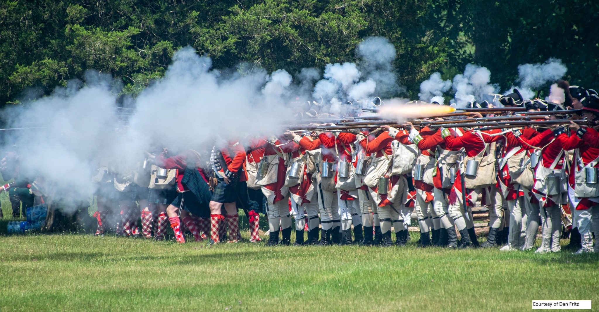 British soldiers firing muskets