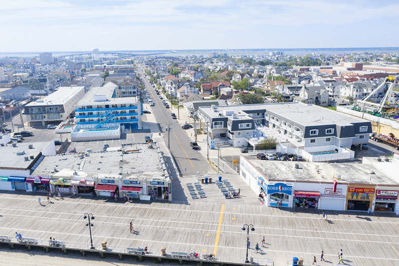 Aerial view of hotel and boardwalk