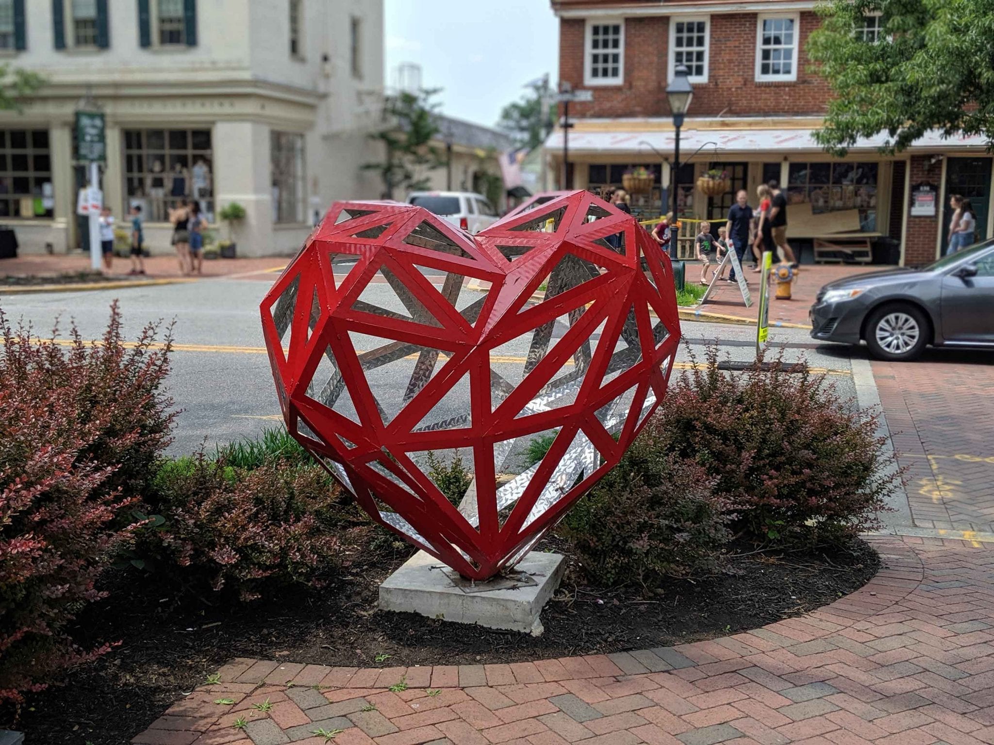 Our "Low-Poly Open Heart" has been affectionately renamed the "Heart of Haddonfield". It's right in the center of town and represents the openness we have to all who visit!