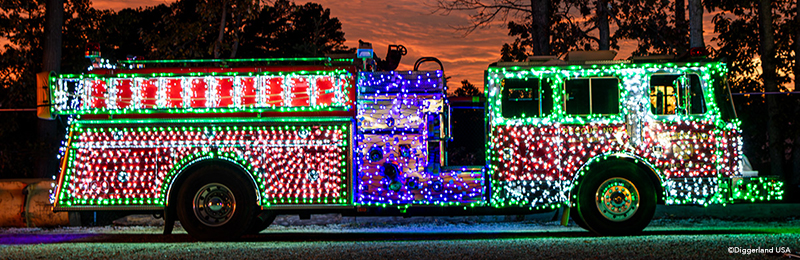 holiday light show fire truck