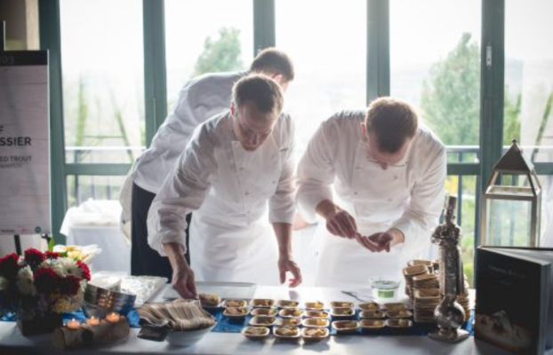 chefs preparing samples to give out