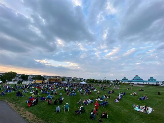 Ariel view of a New Jersey Symphony performance at Raritan Bay Waterfront Park
