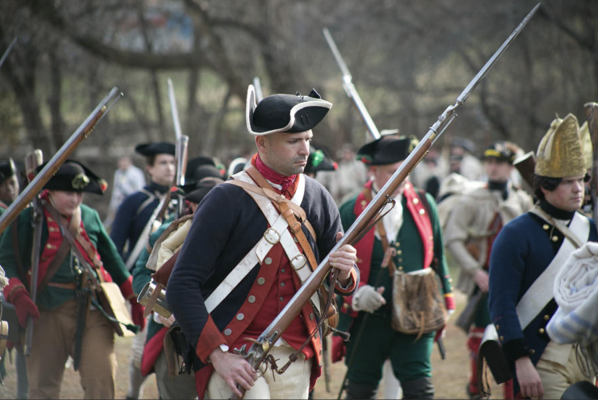 soldiers marching with muskets 