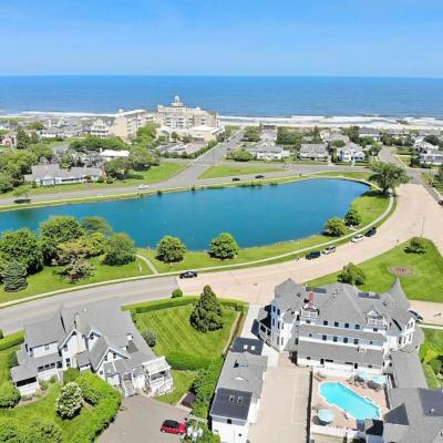 Aerial View of Hotel, Lake and Ocean