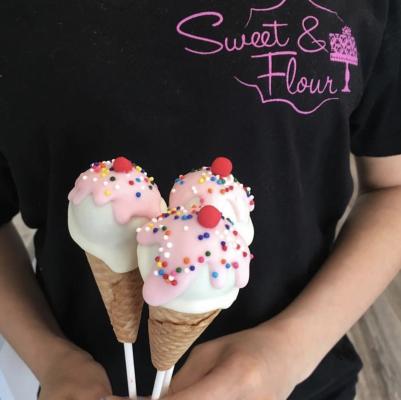 ice cream sundae in a cone shaped cake pops