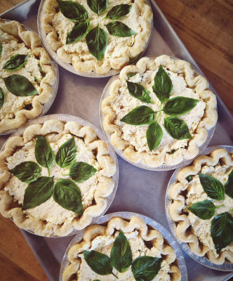 tomato pies on a tray