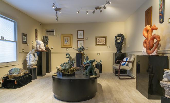 The Dragon Room features over 30 works featuring fierce and loveable dragons as sculpture, drawings and paintings