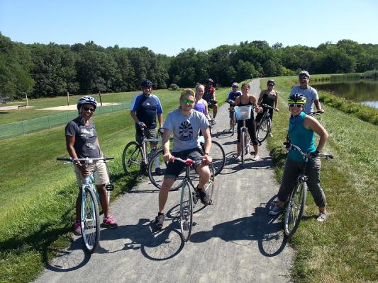 Group of cyclists on the LHT